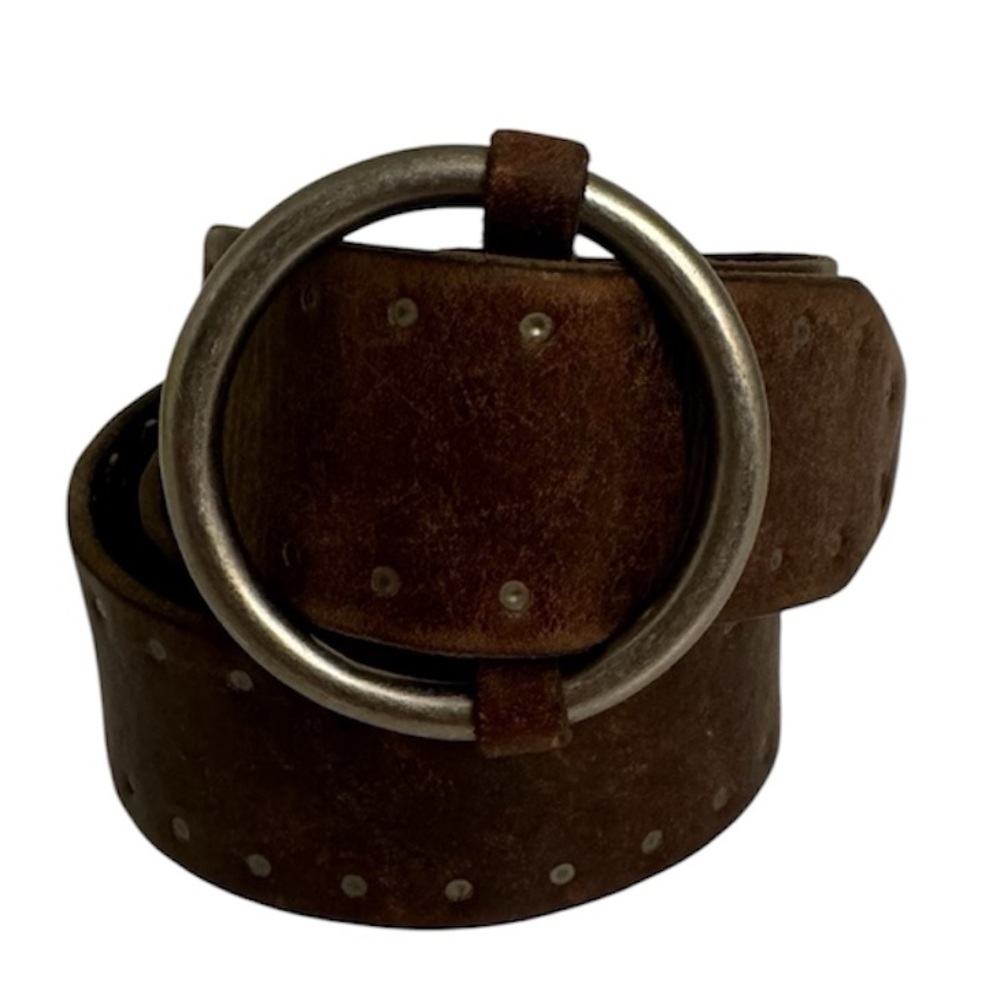 J.Crew Womens Size Small Brown Leather Rivet Adjustable Ring Belt - Picture 1 of 10